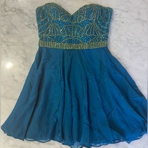 Sherri hill blue strapless dress size 4